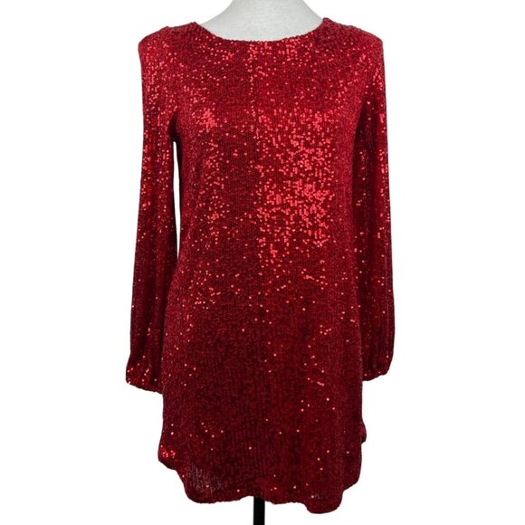Steve Madden x BB Dakota Women's Delorean Mini Dress Red Sequin Dress Size Small - Picture 3 of 12